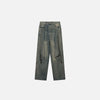 Front view of the Y2K Vintage High Street Denim Pants in a gray background