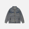 Oversized Faded Solid Denim Jacket