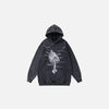 Front view of the black Anatomy In Motion Hoodie in a gray background