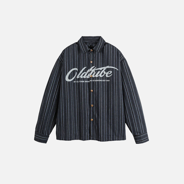Script Stripe Print Easy Long Shirt
