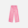 Front view of the Pink Denim Jacket & Pants Two Piece Set in a gray background