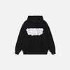 Front view of the black Cosmic Glow Hoodie in a gray background