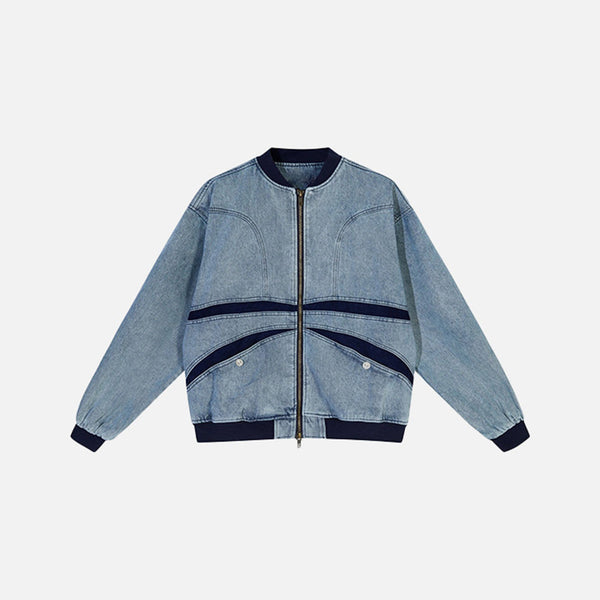 2000s Washed Denim Stitch Jacket alternatif görünüm