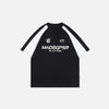 Front view of the blue Blackween Raglan Graphic T-shirt in a gray background