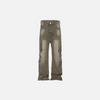 Asymmetric Faded Pintuck Denim