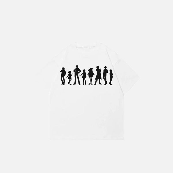 Cartoon Hand-Drawn-Art Shadow Illustrated T-Shirt alternatif görünüm