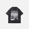 Front view of the black Rick & Morty Loose Washed T-shirt in a gray background 