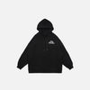 Front view of the black Y2K Silent Gesture Hoodie in a gray background