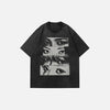 Front view of the black Vision Frenzy Graphic T-shirt in a gray background
