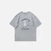 Front view of the grey Loose Baseball T-shirt in a gray background 