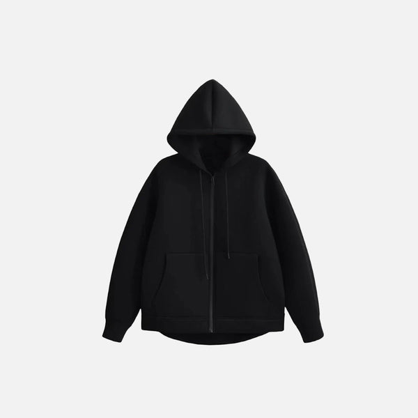 Thick Solid Zip-Up Sweatshirt alternatif görünüm