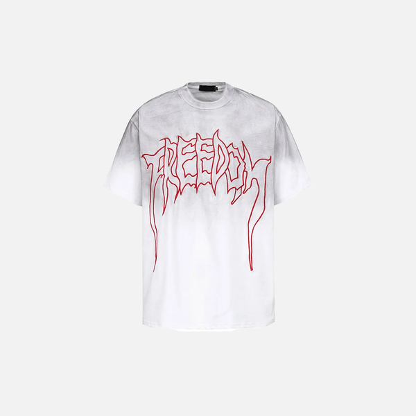 New-Millennium Revival Letter Thread-Work Tie Dye Cotton T-Shirt alternatif görünüm