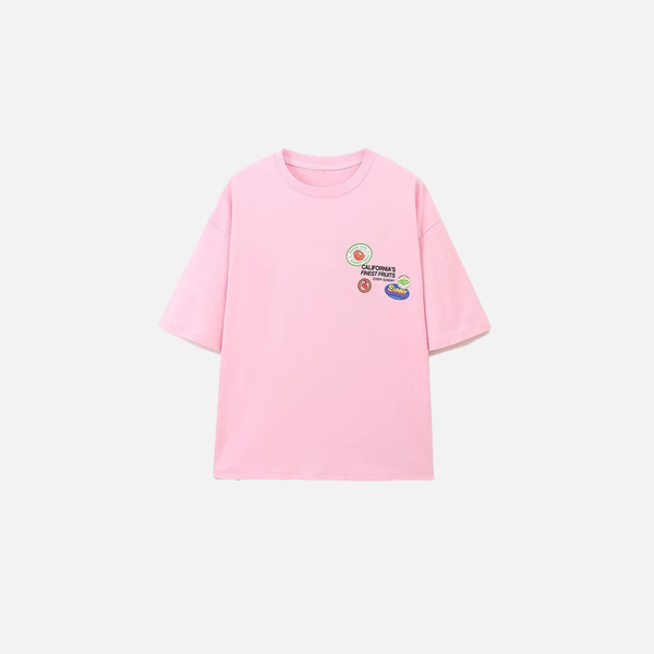 Pink Print Breezy-Cut Heat-Wave T-Shirt