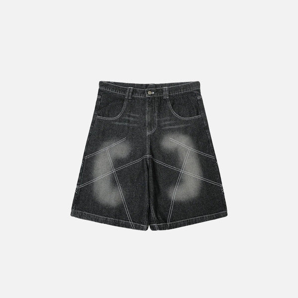 2000s Relaxed Reverse Rinse Denim Shorts alternatif görünüm