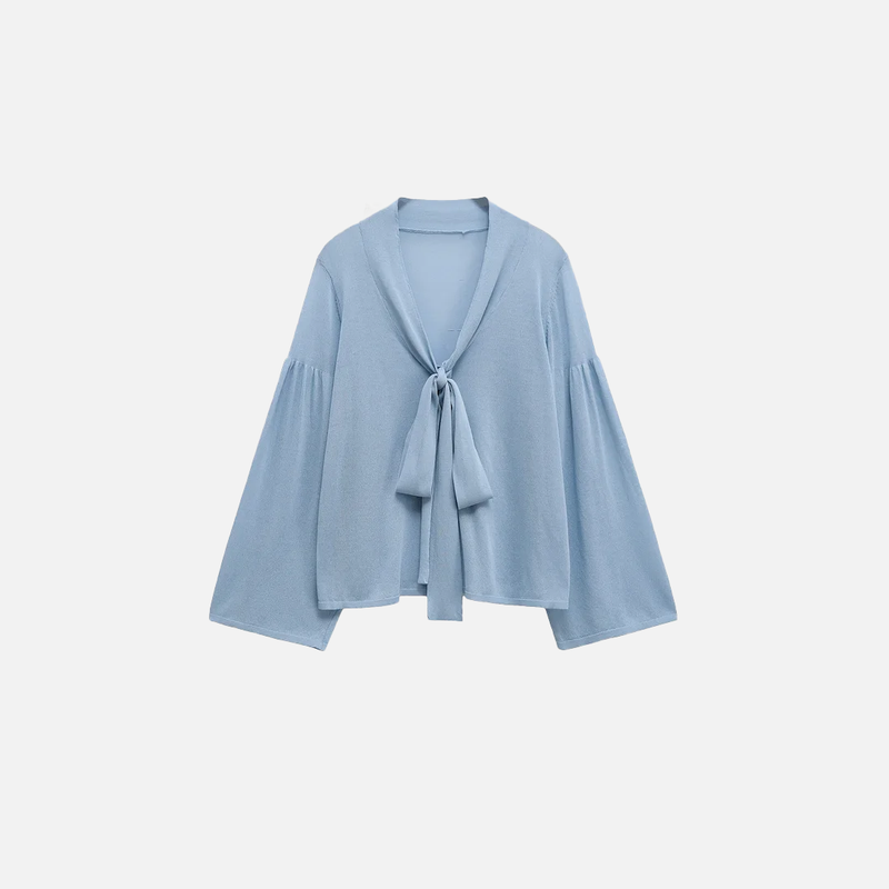 Light Blue French Laid-Back Knitted T-Shirt