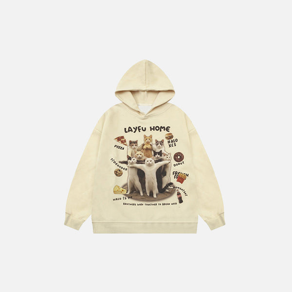 Playful Felines Graphic Sweatshirt alternatif görünüm