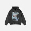 Front view of the black Heaven's Stairway Graphic Hoodie in a gray background