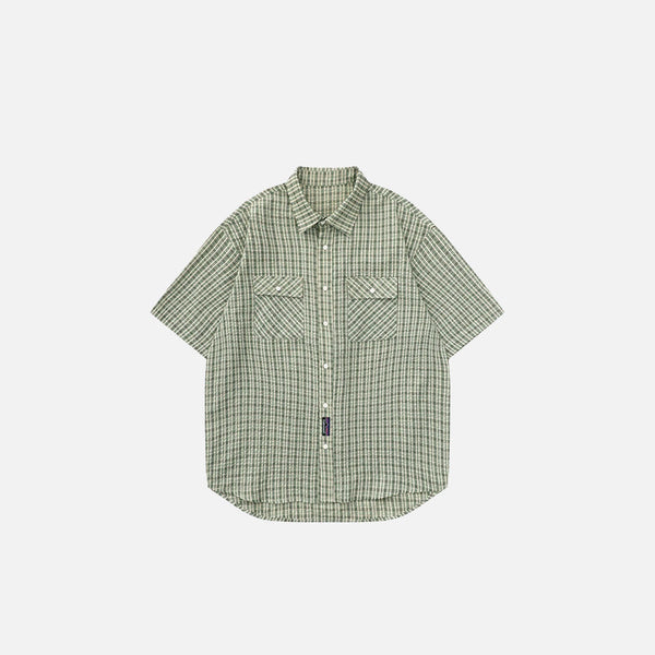 Reversible Plaid Short Sleeve Top alternatif görünüm
