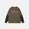 Boxy-Fit Plaid Spliced Long Sleeve T-Shirt