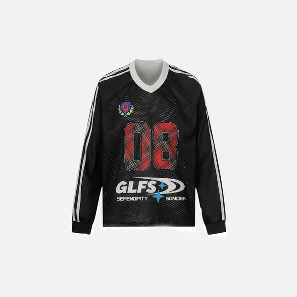 Turn-Of-Era Torn-Vibe Visual Imprinted Long Sleeve Sport T-Shirt alternatif görünüm