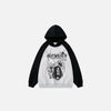 Front view of the grey Nightwalker Horror Hoodie in a gray background