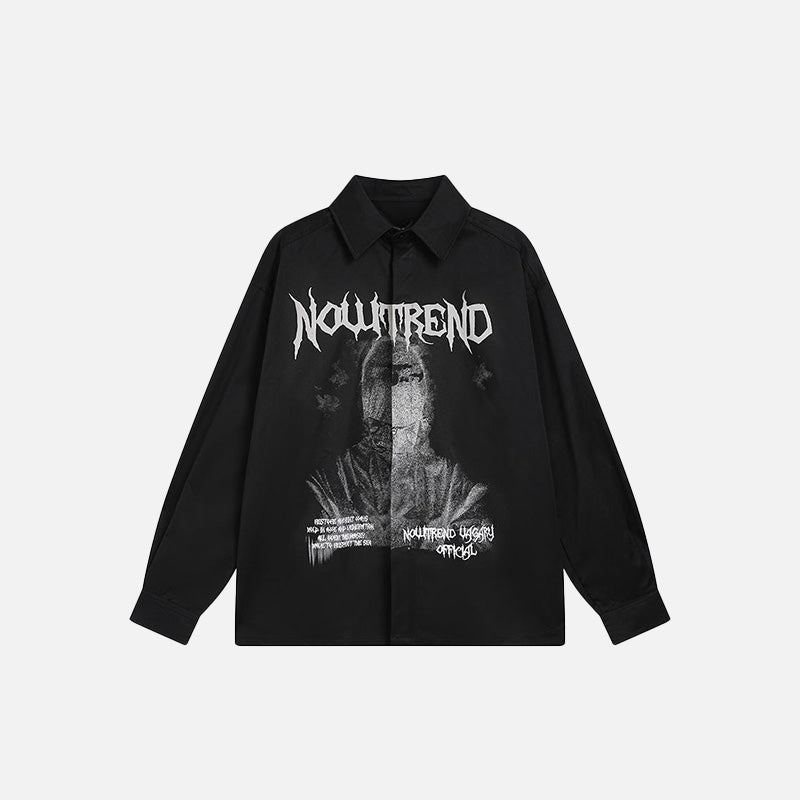 Figurative Print Retro Woven Shirt
