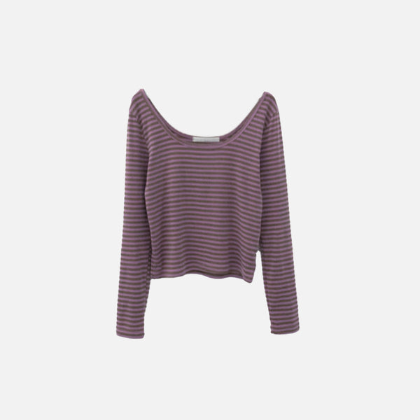 Frpnt view of the pink coffee Dream Weaver Long-Sleeve T-Shirt in a gray background