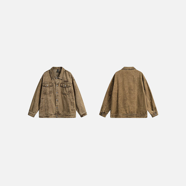 Mustard Multi-Pocket Denim Jacket alternatif görünüm