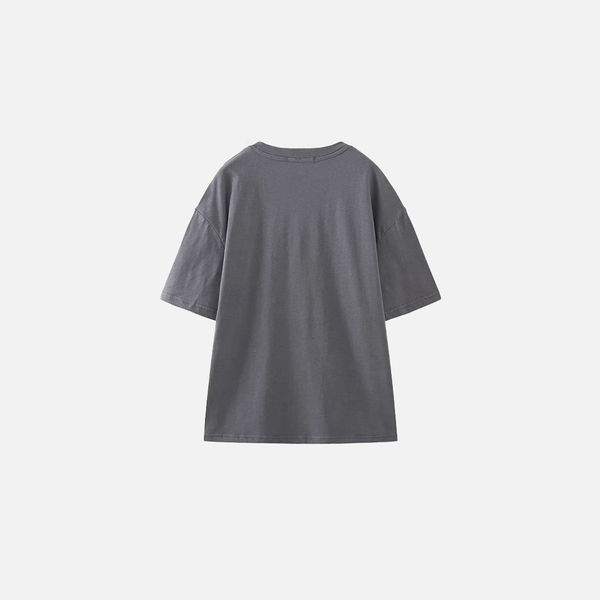 Gray Beaded Print Relaxed-Cut Cotton T-Shirt alternatif görünüm