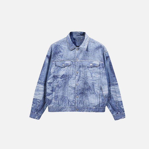 Oversized Relaxed Washed Denim Jacket alternatif görünüm