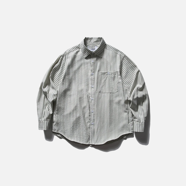 Seersucker Stripe Breathable Long Shirt alternatif görünüm