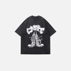Big-Silhouette Faded Era Cartoon Designed Print T-Shirt