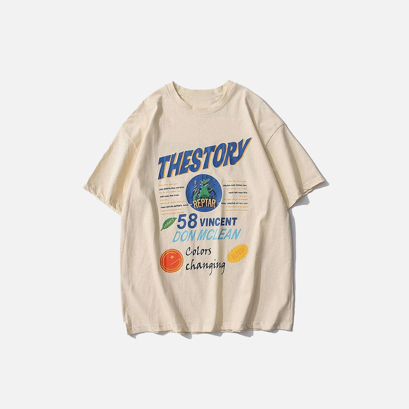 Throwback Letter Printing Drop-Shoulder T-Shirt
