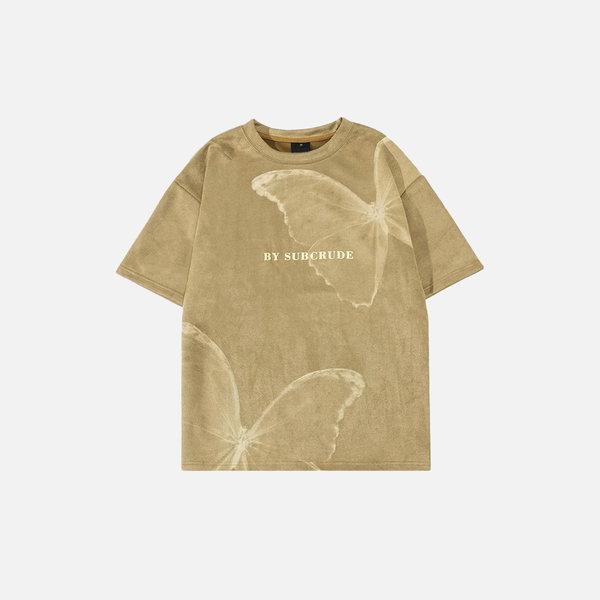 Circa-2000 Flutter-Print Designed Hip Hop Short Sleeve T-Shirt