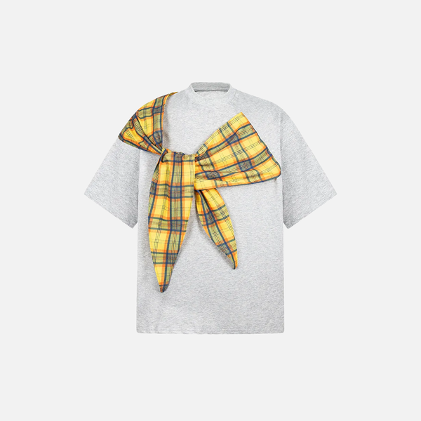 Urban-Edge Relaxed Plaid Fragment Crew Neck T-Shirt alternatif görünüm