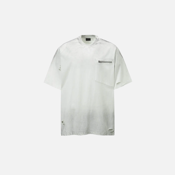 Effortless Broken-In Ice-Cap Tie Dye Ripped T-Shirt