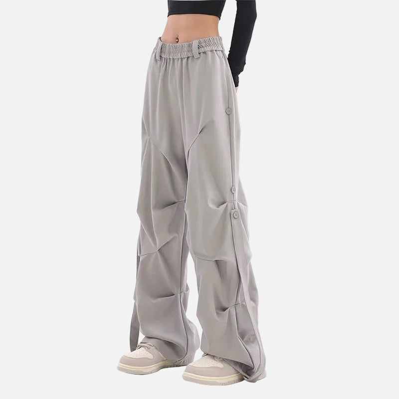Pintuck Flare Leg Jogger Pants