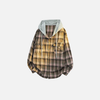 Designer Hood Plaid Oversize Long Top