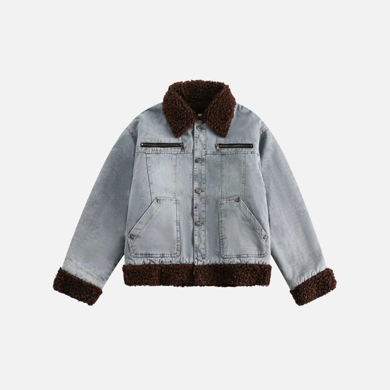 Sherpa Spliced Faux Fur Field Jacket