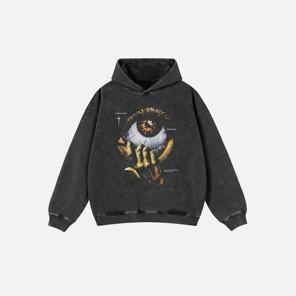 Oversized Faded Dark Evil Eye Graphic Sweatshirt