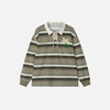Coconut Tree Embroidery Bar-Print Long Sleeve T-Shirt