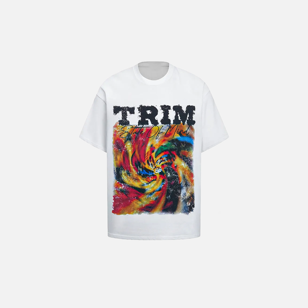Shadow-Print Artwork Illustrated Hip Hop T-Shirt alternatif görünüm