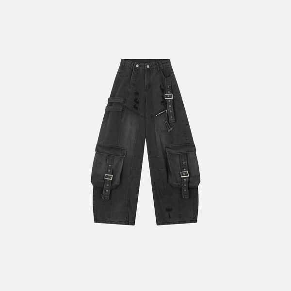 Belted Rinse Broken Denim