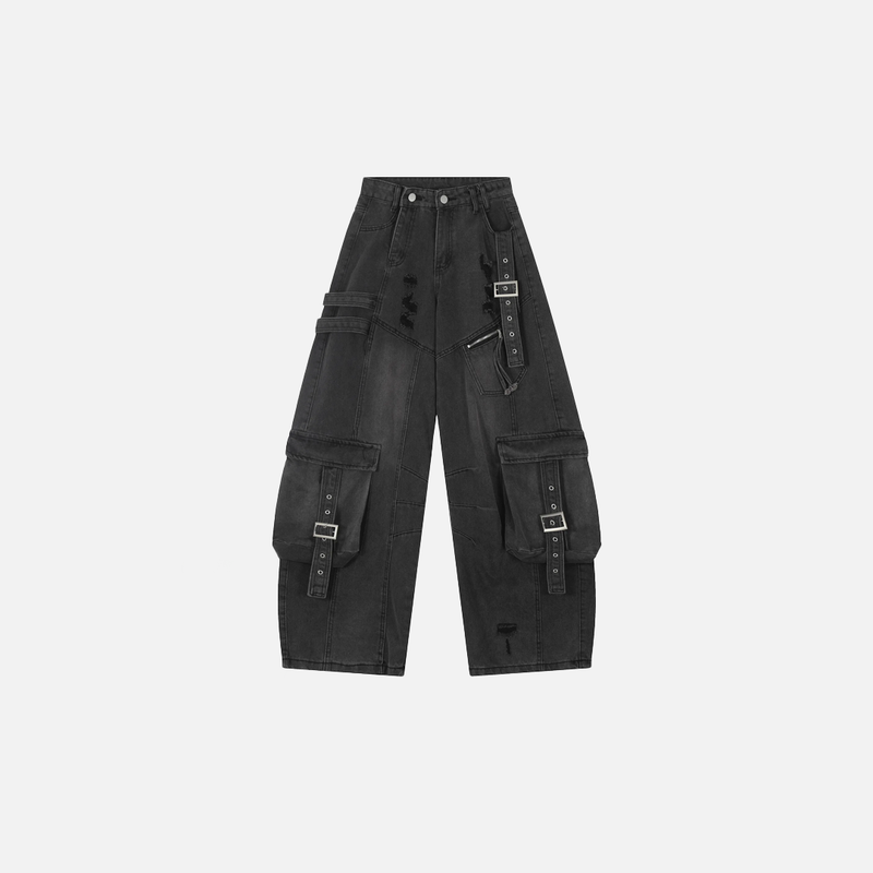 Belted Rinse Broken Denim