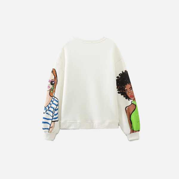 Girl Pattern Winter Casual Top alternatif görünüm