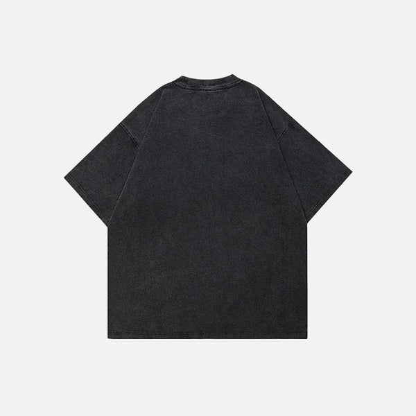 Heritage Faded-Wash Black Aesthetic Designed T-Shirt alternatif görünüm