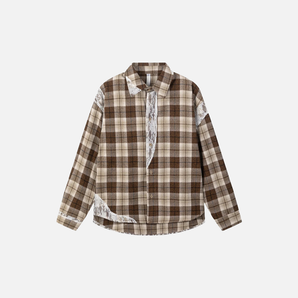Luxury Refined Plaid Woven Blouse alternatif görünüm