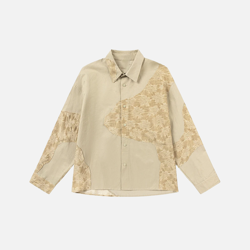Quilted Panel Retro Casual Long Shirt