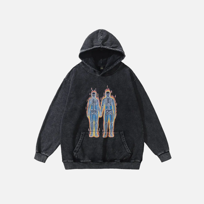 Oversize Grunge Skull Print Sweatshirt