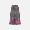 Pink Hand Painted Graphic Rinse Denim